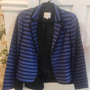 LOFT Women's Blazer with Blue and Black Stripes Size 6